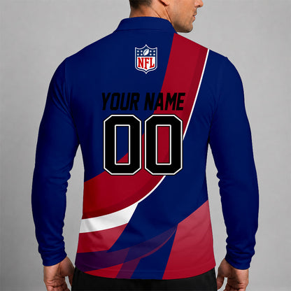 [SPECIAL OFFER] NEW CUSTOMIZED NFL32 NYG NEW YORK GIANTS LONG SLEEVE POLO SHIRT