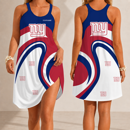 [SPECIAL OFFER] NEW CUSTOMIZED NFL32 NYG NEW YORK GIANTS CAMISOLE DRESS