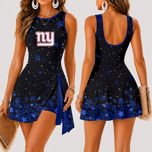 [SPECIAL OFFER] NEW CUSTOMIZED NFL32 NYG NEW YORK GIANTS WOMEN'S SUMMER SKORT DRESS