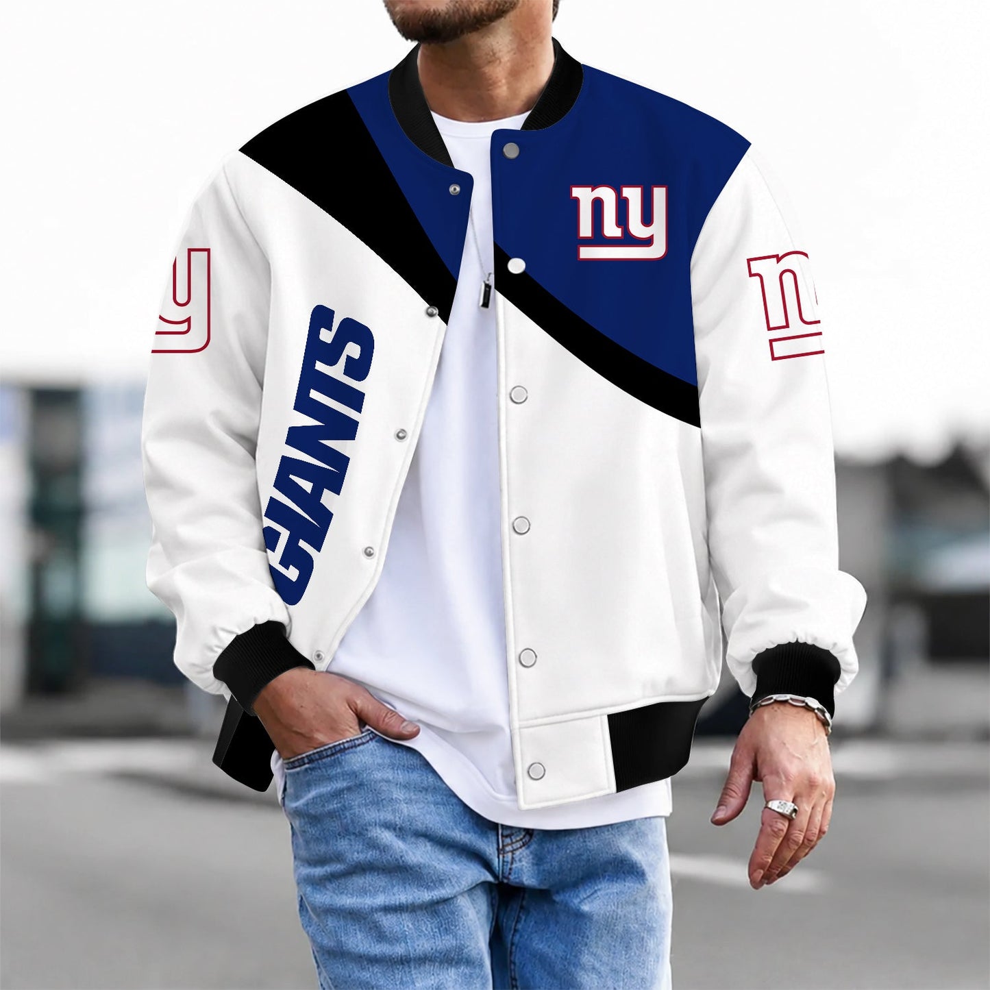 [SPECIAL OFFER] NEW CUSTOMIZED NFL32 NYG NEW YORK GIANTS SATIN VARSITY & BASEBALL JACKET