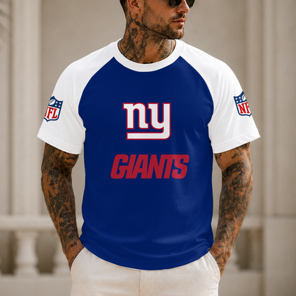 [SPECIAL OFFER] NEW CUSTOMIZED NFL32 NYG NEW YORK GIANTS RAGLAN TEE