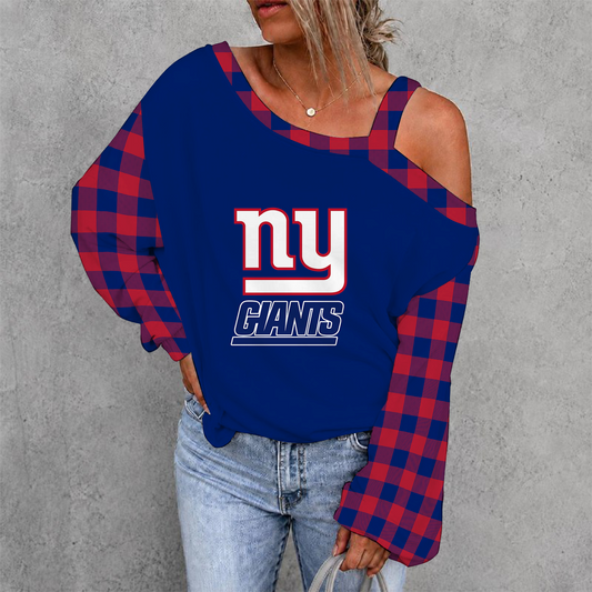 [SPECIAL OFFER] NEW CUSTOMIZED NFL32 NYG NEW YORK GIANTS DROP SHOULDER SWEATSHIRT
