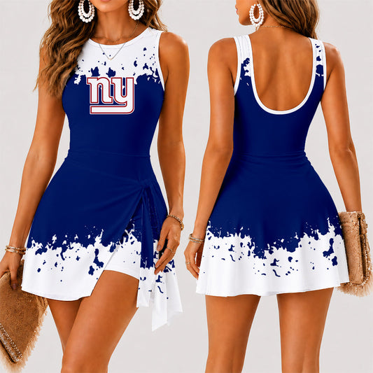 [SPECIAL OFFER] NEW CUSTOMIZED NFL32 NYG NEW YORK GIANTS WOMEN'S SUMMER SKORT DRESS