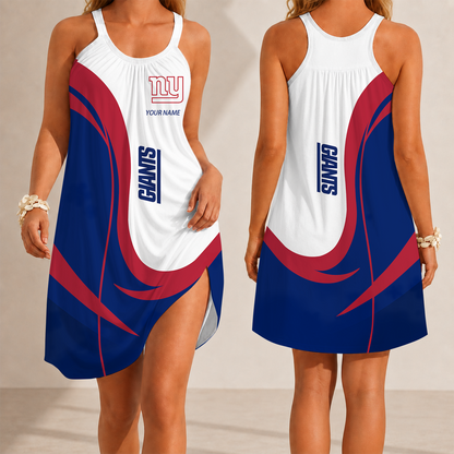 [SPECIAL OFFER] NEW CUSTOMIZED NFL32 NYG NEW YORK GIANTS CAMISOLE DRESS
