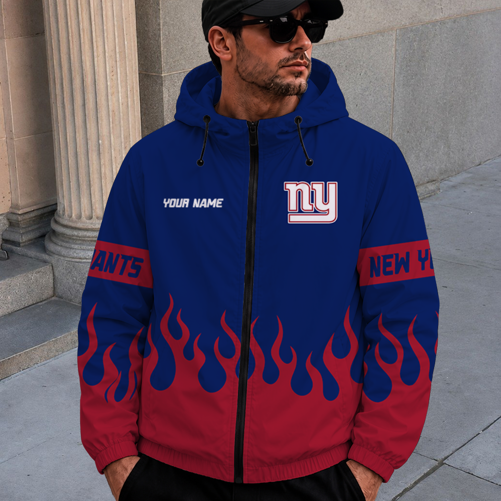 [SPECIAL OFFER] NEW CUSTOMIZED NFL32 NYG NEW YORK GIANTS WINDBREAKER JACKET