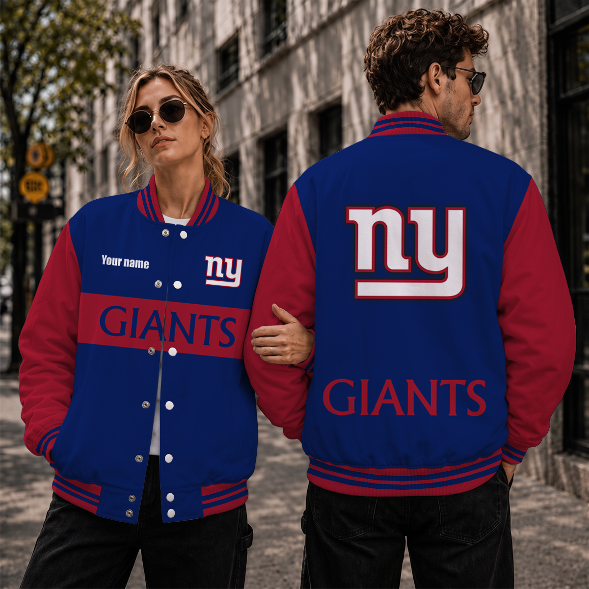 [SPECIAL OFFER] NEW CUSTOMIZED NFL32 NYG NEW YORK GIANTS SATIN VARSITY & BASEBALL JACKET