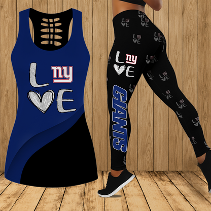 [SPECIAL OFFER] NEW CUSTOMIZED NFL32 NYG NEW YORK GIANTS HOLLOW TANK TOP & LEGGINGS SET