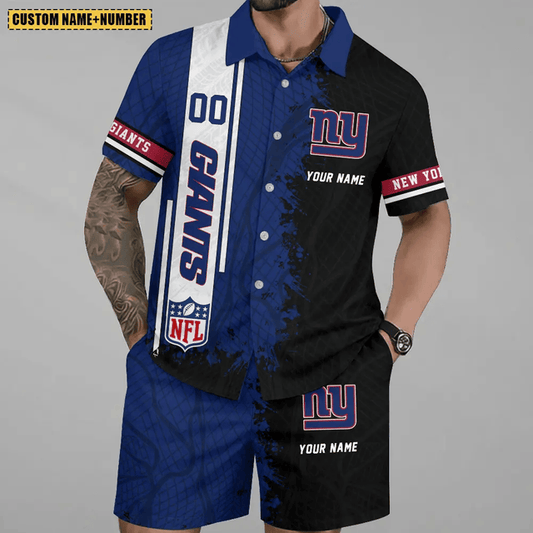 LIMITED RUN - NEW CUSTOMIZED NFL32 NYG NEW YORK GIANTS UNISEX HAWAIIAN SHIRT & SHORTS SET