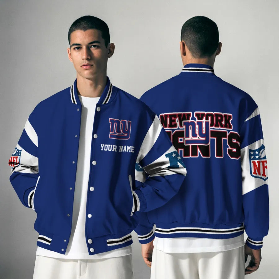 [SPECIAL OFFER] NEW CUSTOMIZED NFL32 NYG NEW YORK GIANTS SATIN VARSITY & BASEBALL JACKET