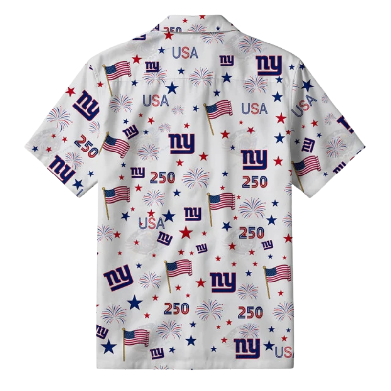 [SPECIAL OFFER] NEW CUSTOMIZED NFL32 NYG NEW YORK GIANTS PATRIOTIC 250 USA HAWAIIAN SHIRT