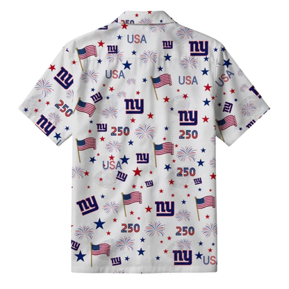 [SPECIAL OFFER] NEW CUSTOMIZED NFL32 NYG NEW YORK GIANTS PATRIOTIC 250 USA HAWAIIAN SHIRT