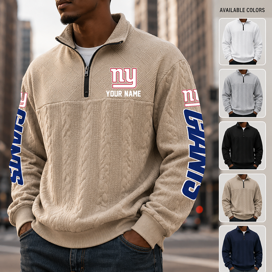 [SPECIAL OFFER] NEW CUSTOMIZED NFL32 NYG NEW YORK GIANTS MULTICOLOR QUARTER-ZIP SWEATSHIRT