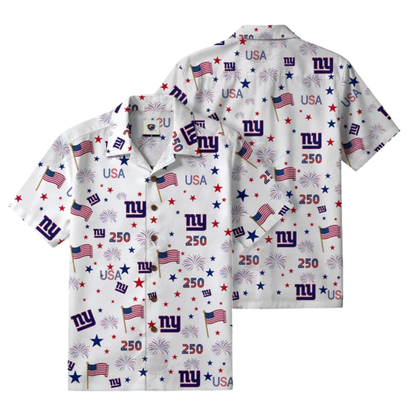 [SPECIAL OFFER] NEW CUSTOMIZED NFL32 NYG NEW YORK GIANTS PATRIOTIC 250 USA HAWAIIAN SHIRT