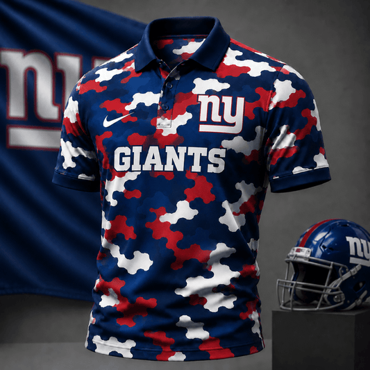 [SPECIAL OFFER] NEW CUSTOMIZED NFL32 NYG NEW YORK GIANTS CAMO POLO SHIRT