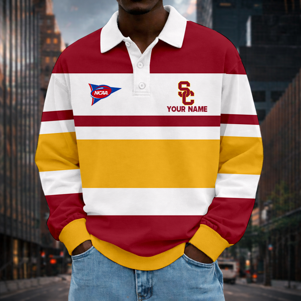 MEGA SALE - NEW CUSTOMIZED FBS NCAA32 USC USC TROJANS UNISEX LONG SLEEVE POLO