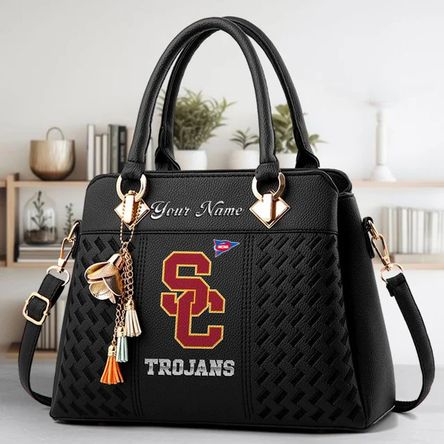 LIMITED EDITION - NEW CUSTOMIZED FBS NCAA32 USC USC TROJANS ZIP HANDBAG MULTICOLOR