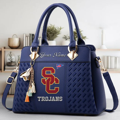 LIMITED EDITION - NEW CUSTOMIZED FBS NCAA32 USC USC TROJANS ZIP HANDBAG MULTICOLOR
