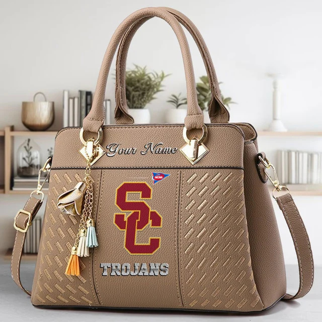 LIMITED EDITION - NEW CUSTOMIZED FBS NCAA32 USC USC TROJANS ZIP HANDBAG MULTICOLOR