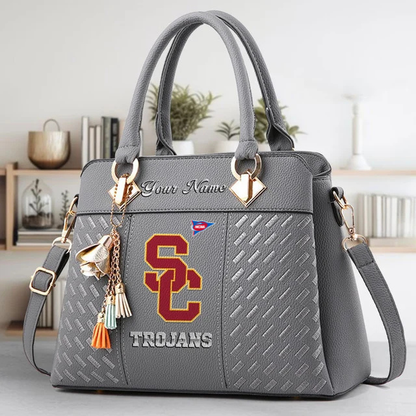 LIMITED EDITION - NEW CUSTOMIZED FBS NCAA32 USC USC TROJANS ZIP HANDBAG MULTICOLOR