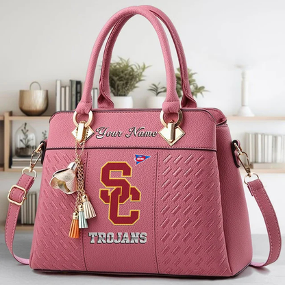 LIMITED EDITION - NEW CUSTOMIZED FBS NCAA32 USC USC TROJANS ZIP HANDBAG MULTICOLOR
