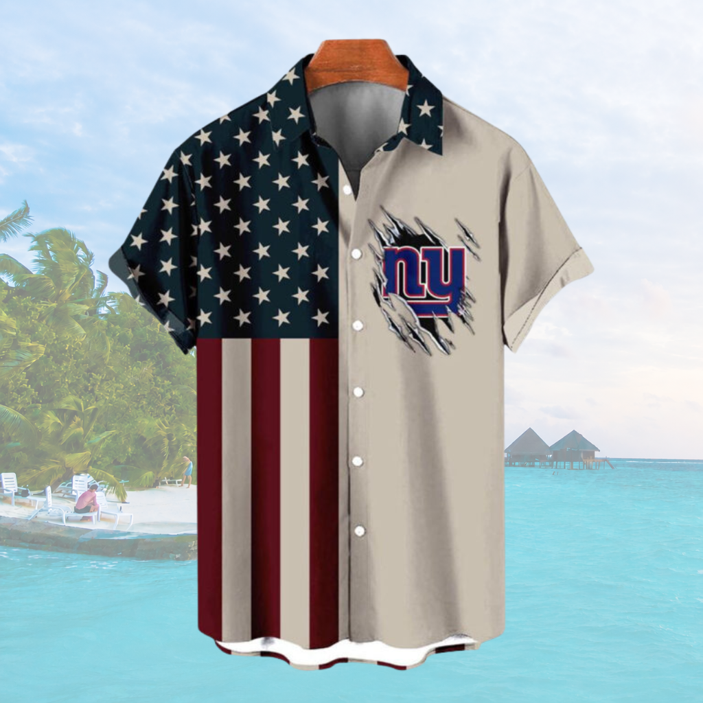 [SPECIAL OFFER] NEW CUSTOMIZED NFL32 NYG NEW YORK GIANTS PATRIOTIC 250 USA HAWAIIAN SHIRT
