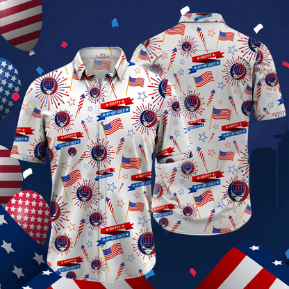 [SPECIAL OFFER] NEW CUSTOMIZED NFL32 NYG NEW YORK GIANTS PATRIOTIC 250 USA HAWAIIAN SHIRT