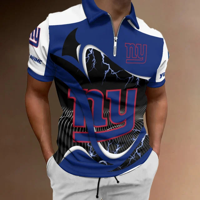 [SPECIAL OFFER] NEW CUSTOMIZED NFL32 NYG NEW YORK GIANTS ZIP POLO SHIRT