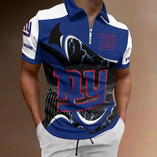 [SPECIAL OFFER] NEW CUSTOMIZED NFL32 NYG NEW YORK GIANTS ZIP POLO SHIRT
