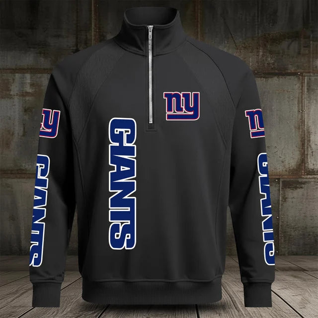 [SPECIAL OFFER] NEW CUSTOMIZED NFL32 NYG NEW YORK GIANTS MEN'S MULTICOLOR QUARTER-ZIP PULLOVER