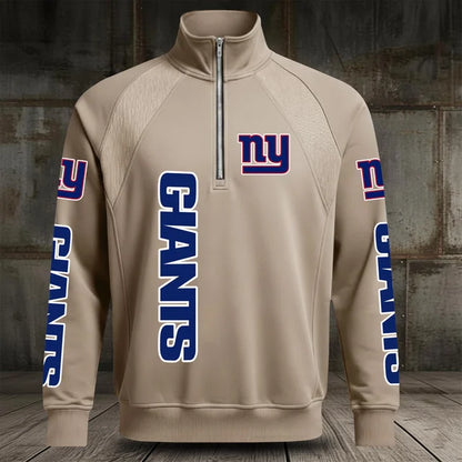 [SPECIAL OFFER] NEW CUSTOMIZED NFL32 NYG NEW YORK GIANTS MEN'S MULTICOLOR QUARTER-ZIP PULLOVER