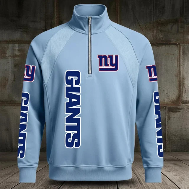 [SPECIAL OFFER] NEW CUSTOMIZED NFL32 NYG NEW YORK GIANTS MEN'S MULTICOLOR QUARTER-ZIP PULLOVER