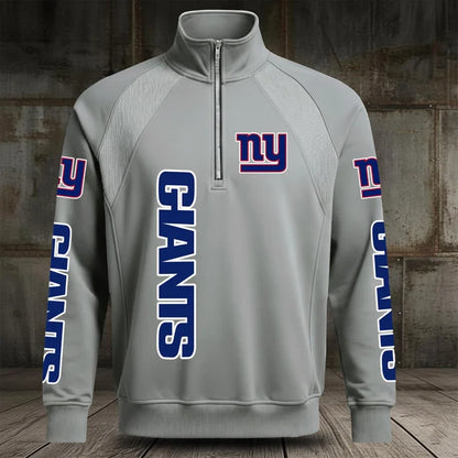 [SPECIAL OFFER] NEW CUSTOMIZED NFL32 NYG NEW YORK GIANTS MEN'S MULTICOLOR QUARTER-ZIP PULLOVER