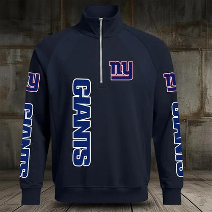 [SPECIAL OFFER] NEW CUSTOMIZED NFL32 NYG NEW YORK GIANTS MEN'S MULTICOLOR QUARTER-ZIP PULLOVER