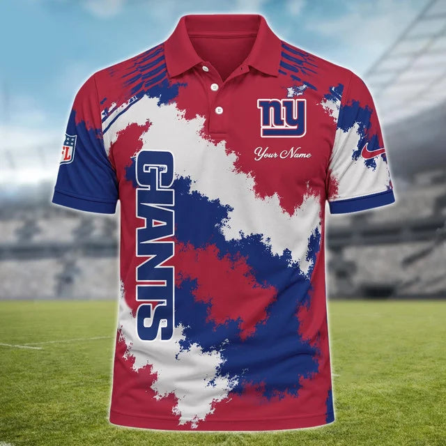 [SPECIAL OFFER] NEW CUSTOMIZED NFL32 NYG NEW YORK GIANTS MULTICOLOR POLO SHIRT