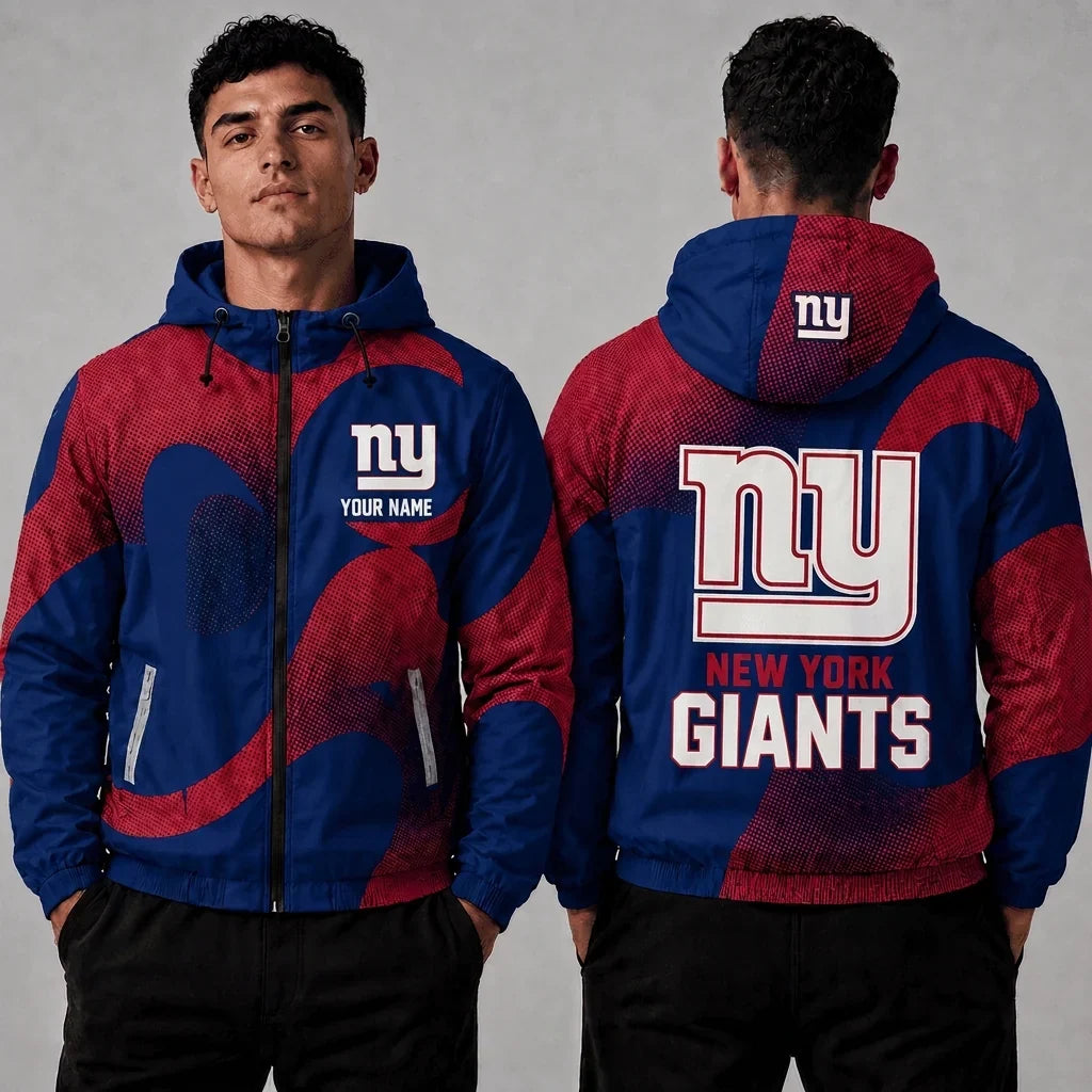 [SPECIAL OFFER] NEW CUSTOMIZED NFL32 NYG NEW YORK GIANTS WINDBREAKER JACKET
