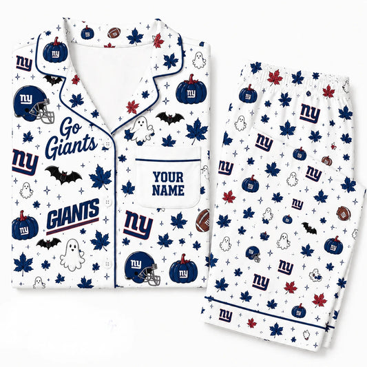 [SPECIAL OFFER] NEW CUSTOMIZED NFL32 NYG NEW YORK GIANTS HALLOWEEN LONG PAJAMAS SET