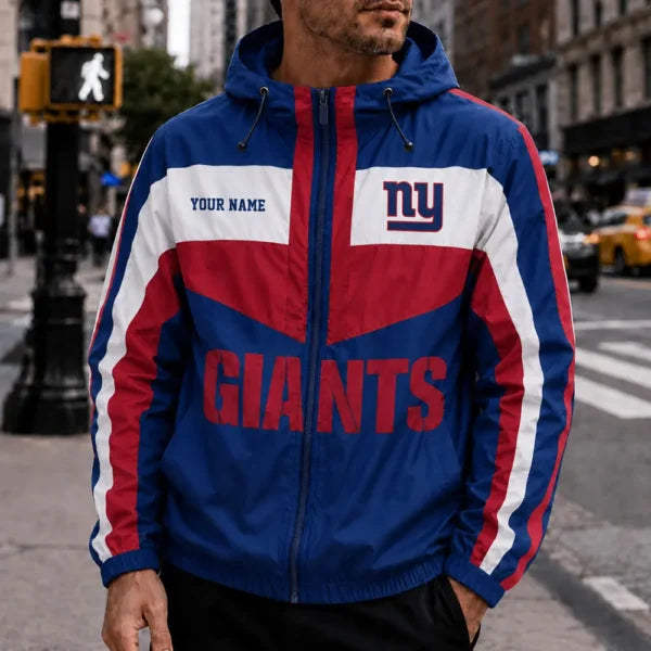 [SPECIAL OFFER] NEW CUSTOMIZED NFL32 NYG NEW YORK GIANTS WINDBREAKER JACKET