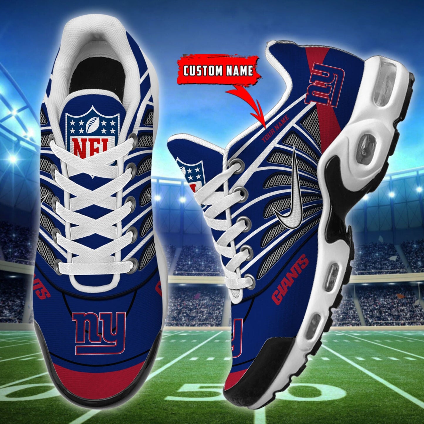 [SPECIAL OFFER] NEW CUSTOMIZED NFL32 NYG NEW YORK GIANTS AIR MAX PLUS SNEAKERS