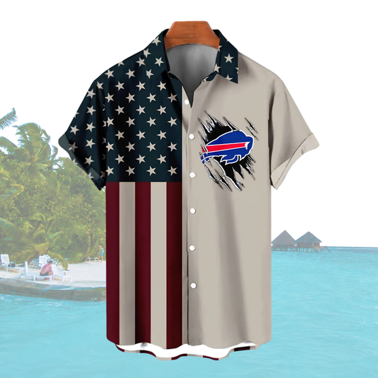 [SPECIAL OFFER] NEW CUSTOMIZED NFL03 BFB BUFFALO BILLS PATRIOTIC 250 USA HAWAIIAN SHIRT