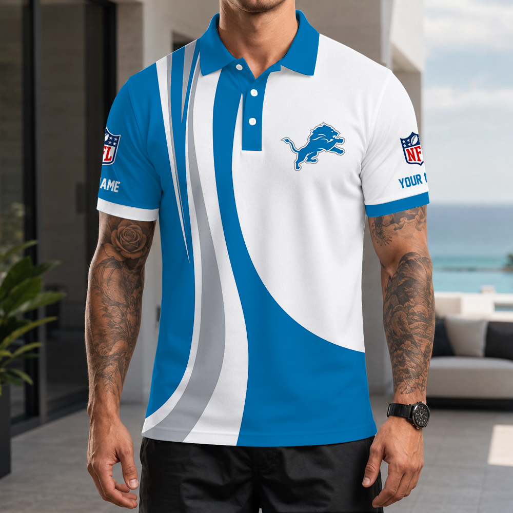 [SPECIAL OFFER] NEW CUSTOMIZED NFL04 DTL DETROIT LIONS POLO SHIRT