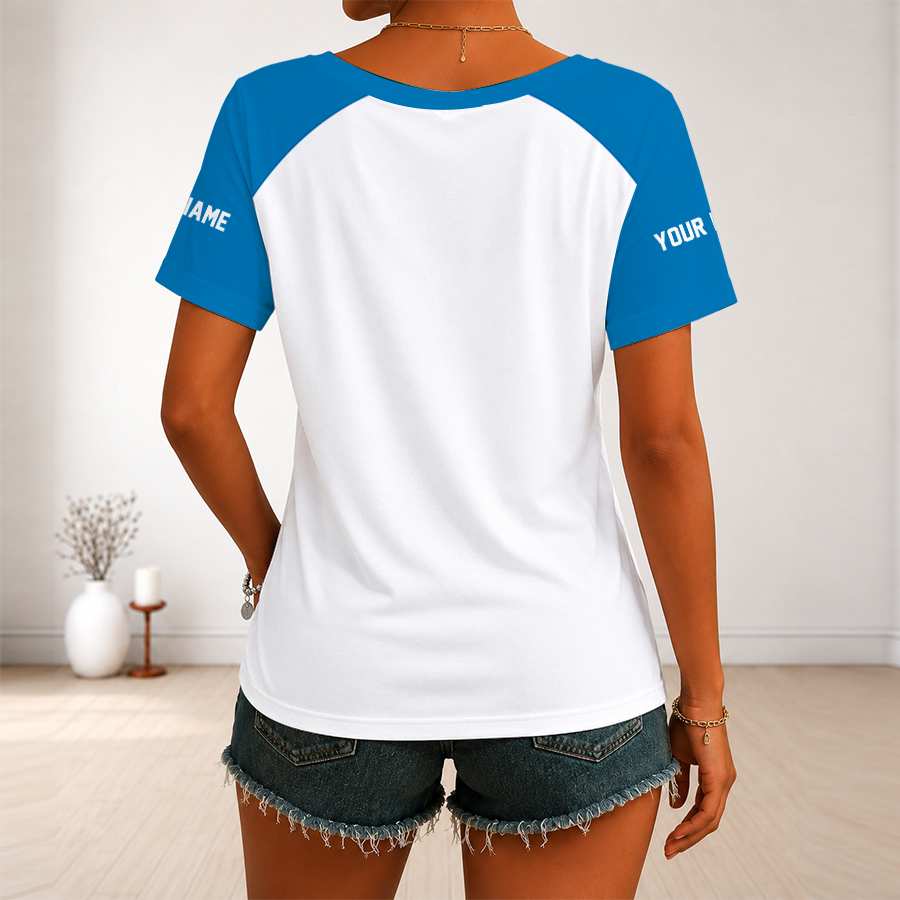 [SPECIAL OFFER] NEW CUSTOMIZED NFL04 DTL DETROIT LIONS V-NECK FEMALE SHIRT