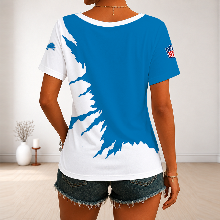 [SPECIAL OFFER] NEW CUSTOMIZED NFL04 DTL DETROIT LIONS V-NECK FEMALE SHIRT