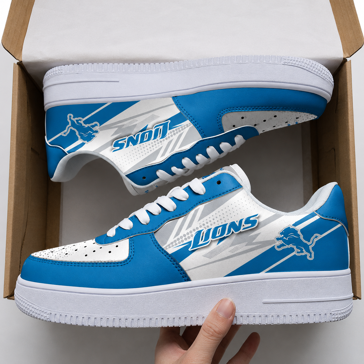 [SPECIAL OFFER] NEW CUSTOMIZED NFL04 DTL DETROIT LIONS AF1 SNEAKERS