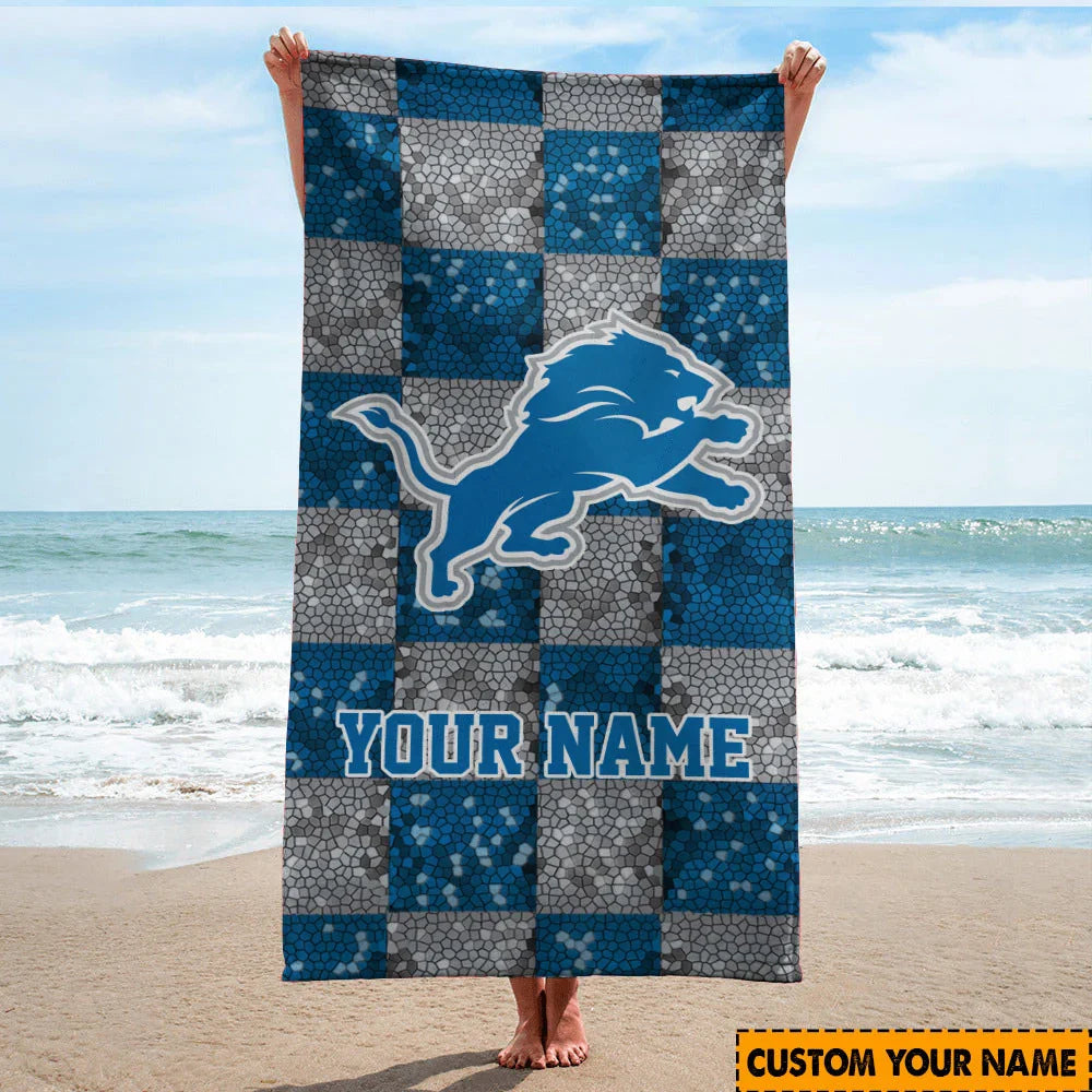 [SPECIAL OFFER] NEW CUSTOMIZED NFL04 DTL DETROIT LIONS BEACH TOWEL