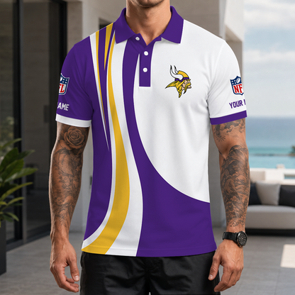 [SPECIAL OFFER] NEW CUSTOMIZED NFL05 MVK MINNESOTA VIKINGS POLO SHIRT