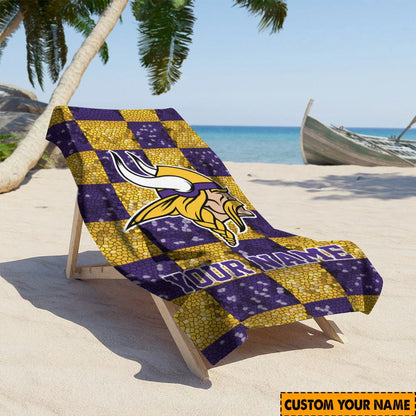 [SPECIAL OFFER] NEW CUSTOMIZED NFL05 MVK MINNESOTA VIKINGS BEACH TOWEL