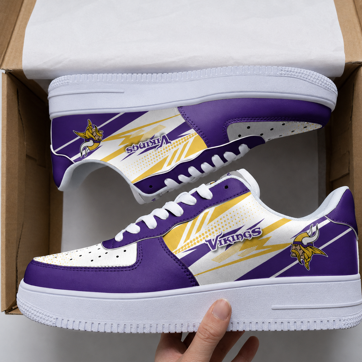[SPECIAL OFFER] NEW CUSTOMIZED NFL05 MVK MINNESOTA VIKINGS AF1 SNEAKERS