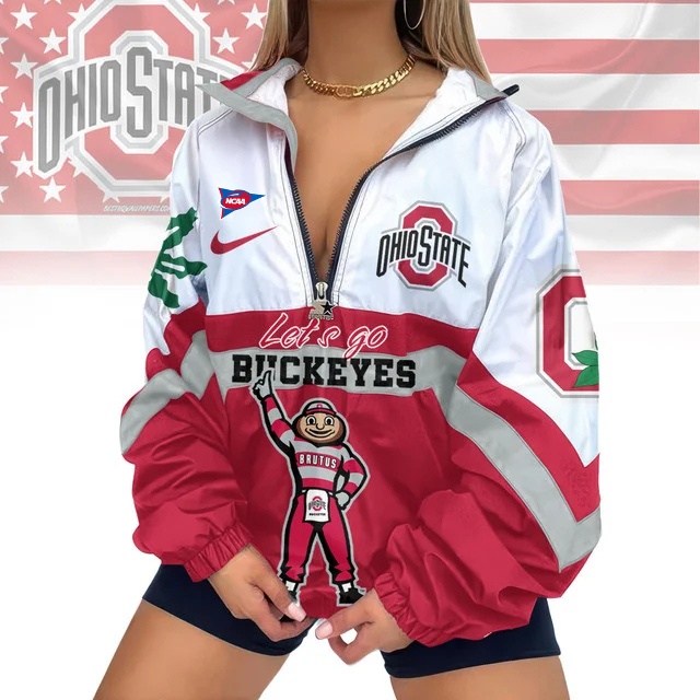 LIMITED EDITION - NEW CUSTOMIZED FBS NCAA05 OSB OS BUCKEYES V-NECK ZIPPER SWEATSHIRT JACKET