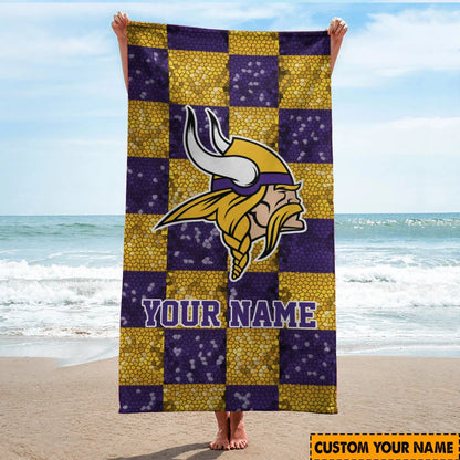 [SPECIAL OFFER] NEW CUSTOMIZED NFL05 MVK MINNESOTA VIKINGS BEACH TOWEL