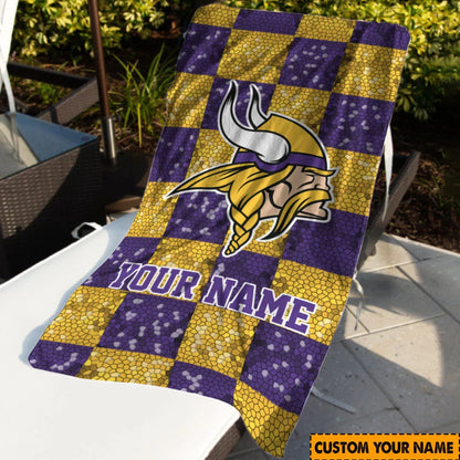 [SPECIAL OFFER] NEW CUSTOMIZED NFL05 MVK MINNESOTA VIKINGS BEACH TOWEL